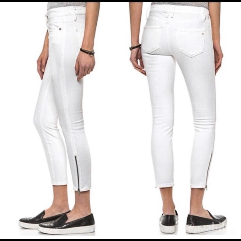 MADEWELL- White Skinny Crop ZIP Jeans